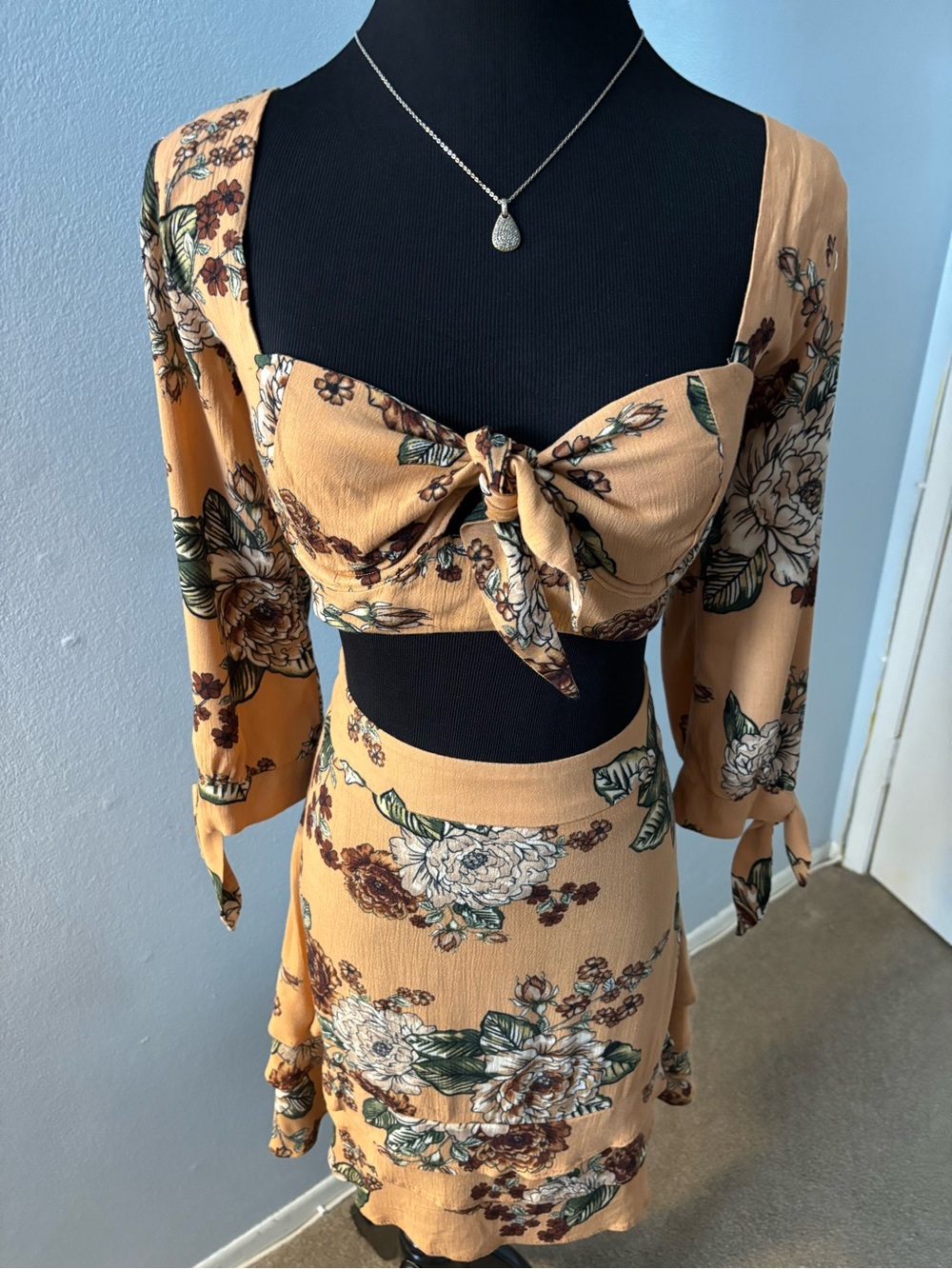 Skylar + Madison Floral Mini Skirt & Midriff Top